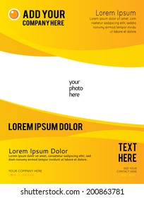 Magazine or brochure, vector design smooth wave curve lines and circles. Abstract background.