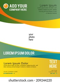 Magazine or brochure, vector design smooth wave curve lines and circles. Abstract background.