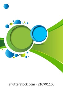 Magazine or brochure, vector design smooth wave curve lines and circles. Abstract background.