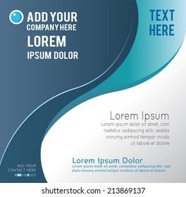Magazine or brochure, vector design smooth wave curve lines and circles. Abstract background.