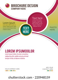 Magazine or brochure, vector design smooth wave curve lines and circles. Abstract background.