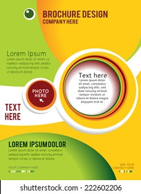 Magazine or brochure, vector design smooth wave curve lines and circles. Abstract background.