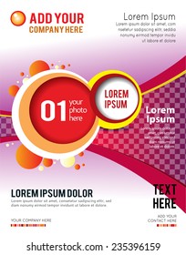 Magazine or brochure, vector design smooth wave curve lines and circles. Abstract background.