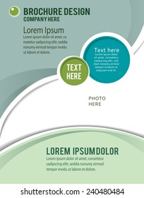 Magazine or brochure, vector design smooth wave curve lines and circles. Abstract background.