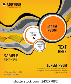 Magazine or brochure, vector design smooth wave curve lines and circles. Abstract background.