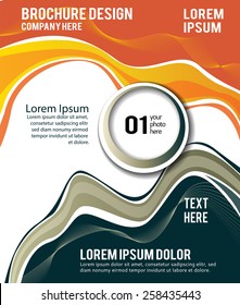 Magazine or brochure, vector design smooth wave curve lines and circles. Abstract background.