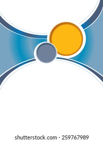 Magazine or brochure, vector design smooth wave curve lines and circles. Abstract background.