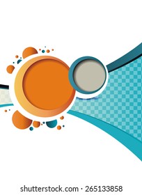 Magazine or brochure, vector design smooth wave curve lines and circles. Abstract background.