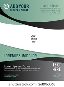 Magazine or brochure, vector design smooth wave curve lines and circles. Abstract background.