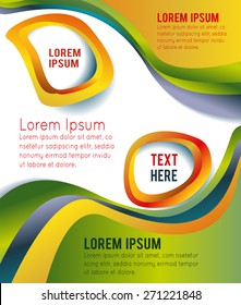 Magazine or brochure, vector design smooth wave curve lines and circles. Abstract background.