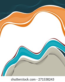 Magazine or brochure, vector design smooth wave curve lines and circles. Abstract background.