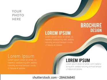 Magazine or brochure, vector design smooth wave curve lines and circles. Abstract background.