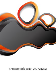 Magazine or brochure, vector design smooth wave curve lines and circles. Abstract background. Orange, black. Space for text.