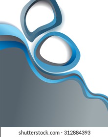 Magazine or brochure, vector design smooth wave curve lines and circles. Abstract background.