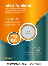 Magazine or brochure, vector design smooth wave curve lines and circles. Abstract background.