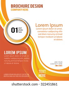 Magazine or brochure, vector design smooth wave curve lines and circles. Abstract background.