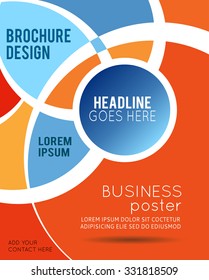 Revista o folleto, diseño vectorial líneas de curva de onda suave y círculos. Antecedentes abstractos.