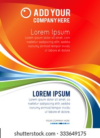 Magazine or brochure, vector design smooth wave curve lines and circles. Abstract background.