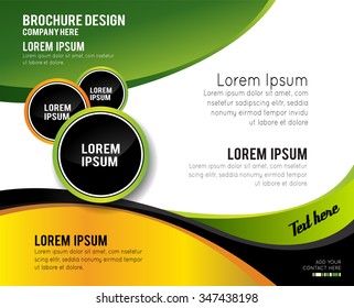 Magazine or brochure, vector design smooth wave curve lines and circles. Abstract background.