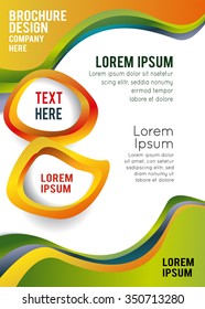 Magazine or brochure, vector design smooth wave curve lines and circles. Abstract background.
