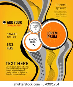 Magazine or brochure, vector design smooth wave curve lines and circles. Abstract background.
