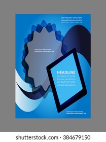 Magazine or brochure, vector design smooth wave curve lines and circles. Abstract background.
