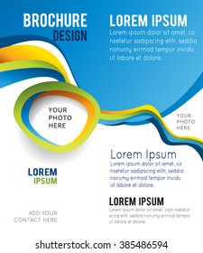 Magazine or brochure, vector design smooth wave curve lines and circles. Abstract background.