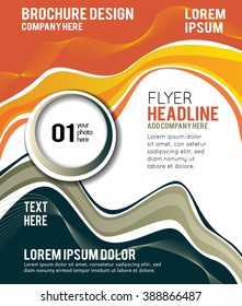Magazine or brochure, vector design smooth wave curve lines and circles. Abstract background.