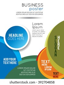 Magazine or brochure, vector design smooth wave curve lines and circles. Abstract background.