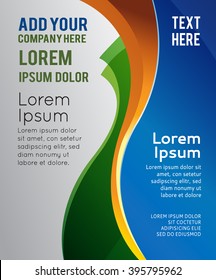Magazine or brochure, vector design smooth wave curve lines and circles. Abstract color background.