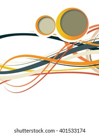 Magazine or brochure, vector design smooth wave curve lines and circles. Abstract background.