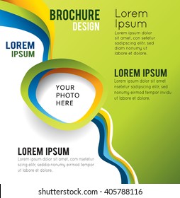 Magazine or brochure, vector design smooth wave curve lines and circles. Abstract background.