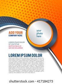 Magazine or brochure, vector design smooth wave curve lines and circles. Abstract background.