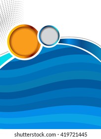 Magazine or brochure, vector design smooth wave curve lines and circles. Abstract background.
