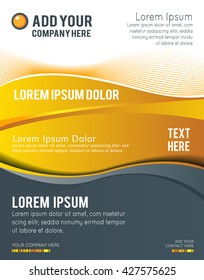 Magazine or brochure, vector design smooth wave curve lines and circles. Abstract background.