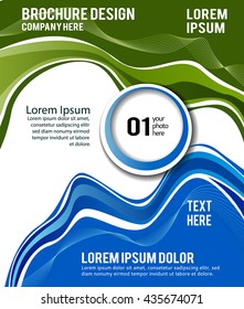 Magazine or brochure, vector design smooth wave curve lines and circles. Abstract background.