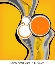 Magazine or brochure, vector design smooth wave curve lines and circles. Abstract background.