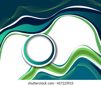 Magazine or brochure, vector design smooth wave curve lines and circles. Abstract background.