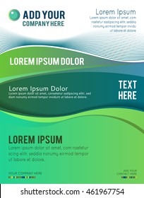 Magazine or brochure, vector design smooth wave curve lines and circles. Abstract background.