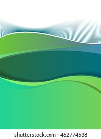 Magazine or brochure, vector design smooth wave curve lines and circles. Abstract background.