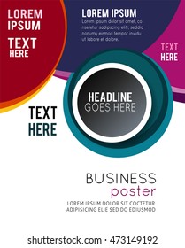 Magazine or brochure, vector design smooth wave curve lines and circles. Abstract background.