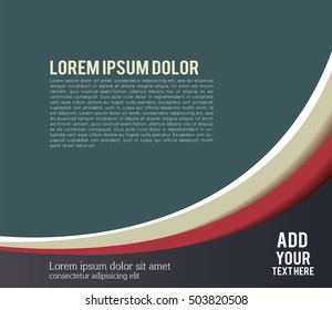 Magazine or brochure, vector design smooth wave curve lines and circles. Abstract background.
