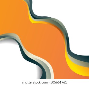 Magazine or brochure, vector design smooth wave curve lines and circles. Abstract background.