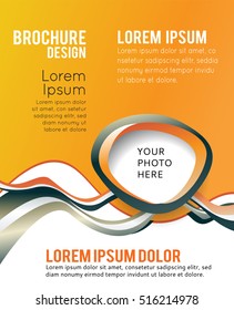 Magazine or brochure, vector design smooth wave curve lines and circles. Abstract background.