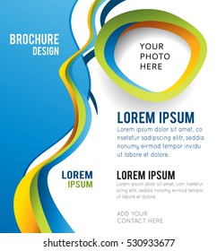 Magazine or brochure, vector design smooth wave curve lines and circles. Abstract background.
