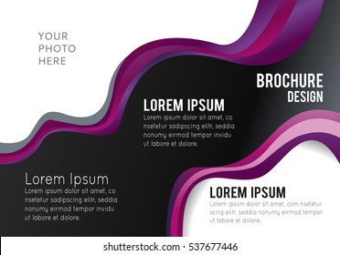 Magazine or brochure, vector design smooth wave curve lines and circles. Abstract background.