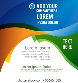 Magazine or brochure, vector design smooth wave curve lines and circles. Abstract color background.