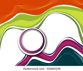 Magazine or brochure, vector design smooth wave curve lines and circles. Abstract background.