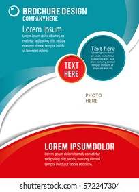 Magazine or brochure, vector design smooth wave curve lines and circles. Abstract background.