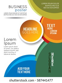 Magazine or brochure, vector design smooth wave curve lines and circles. Abstract background.